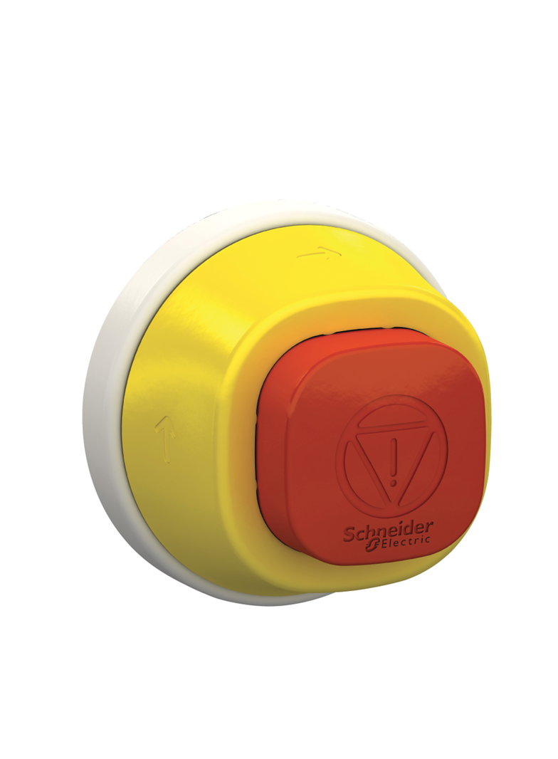 Harmony XB5, Antybakteryjna główka przycisk Estop, plastik, czerwona, O22, blokada obrót, biały/czer