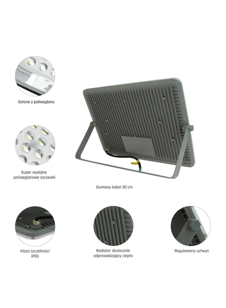 NOCTIS MAX NAŚWIETLACZ 200W NW 230V 85st IP65 410x290x30 mm SZARY 5 lat gwarancji