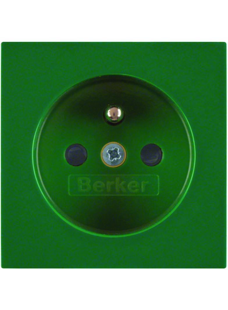 BERKER B.X/S.1 Płytka czołowa z przysłonami styków do gniazda z uziemieniem zielony 3965768963 HAGER