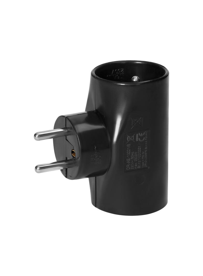 Rozgałęźnik 2x2P+Z, 1x2P/II, czarny OR-AE-13221/B ORNO