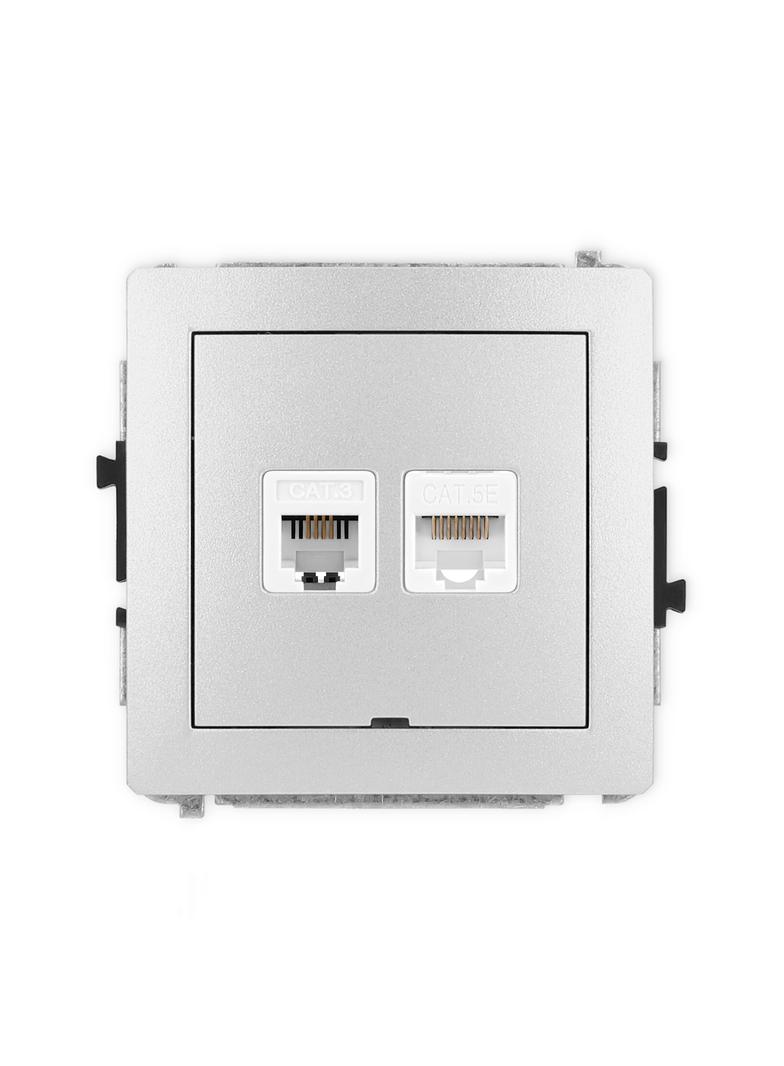 DECO Mechanizm gniazda telefonicznego pojedynczego 1xRJ11 + komputerowego pojedynczego 1xRJ45, kat.