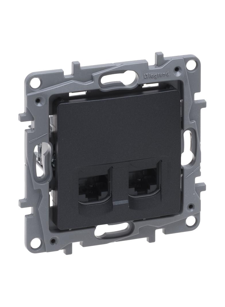 NILOE SELECTION - GNIAZDO 2 X RJ 45 KAT. 6 UTP ANTRACYT, Legrand