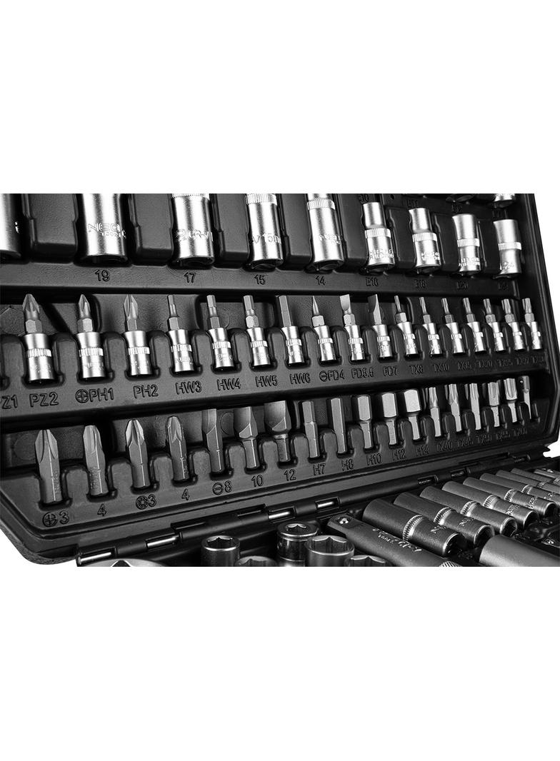 Zestaw kluczy 110 elementów 1/2",1/4", satynowy