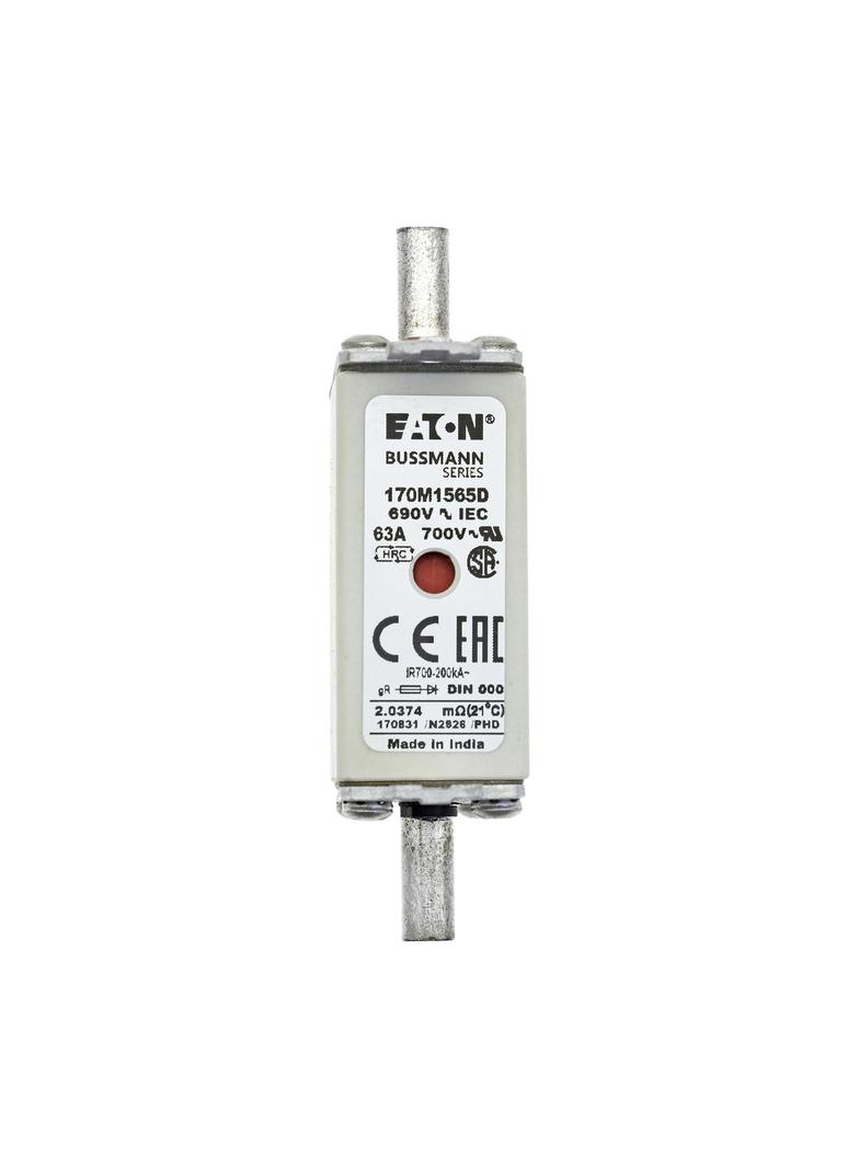 FUSE 63A 690V gR DIN 000 HSDNH Wkładka szybka 63A 690V gR DIN 000 podwójny wskaźnik 170M1565D EATON