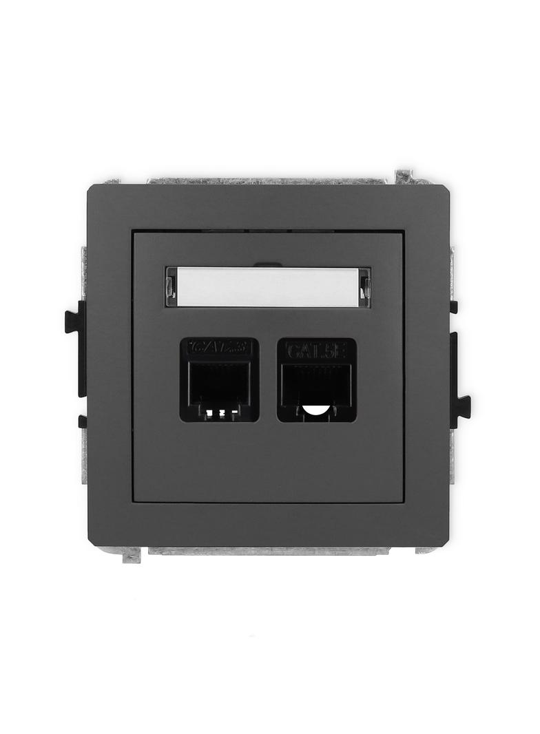 DECO Mechanizm gniazda telefonicznego pojedynczego 1xRJ11 + komputerowego pojedynczego 1xRJ45, kat.