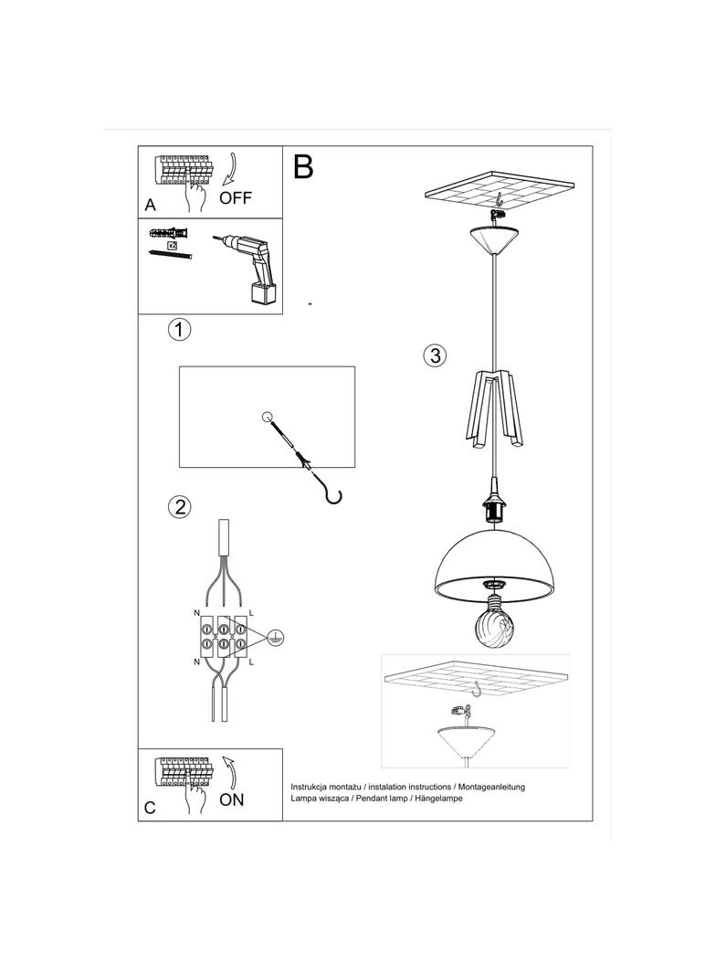 Sollux Lampa wisząca CASCO czarna/biała SL.0389