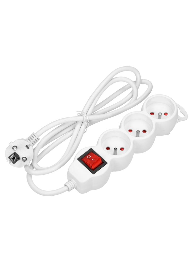 Przedłużacz 3-krotny z wyłącznikiem 3m H05VV-F Imax 10,Abiały OR-AE-13146/W/3M ORNO