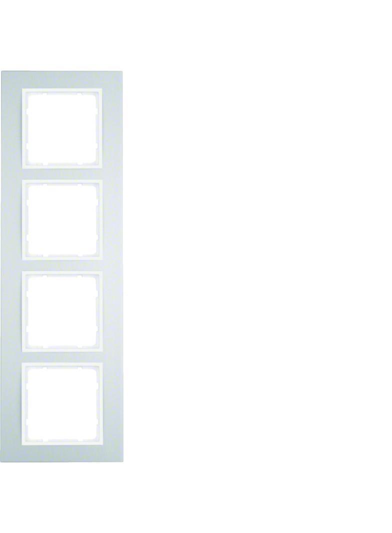 BERKER B.3 Ramka poczwórna aluminium/biała 10143904 HAGER