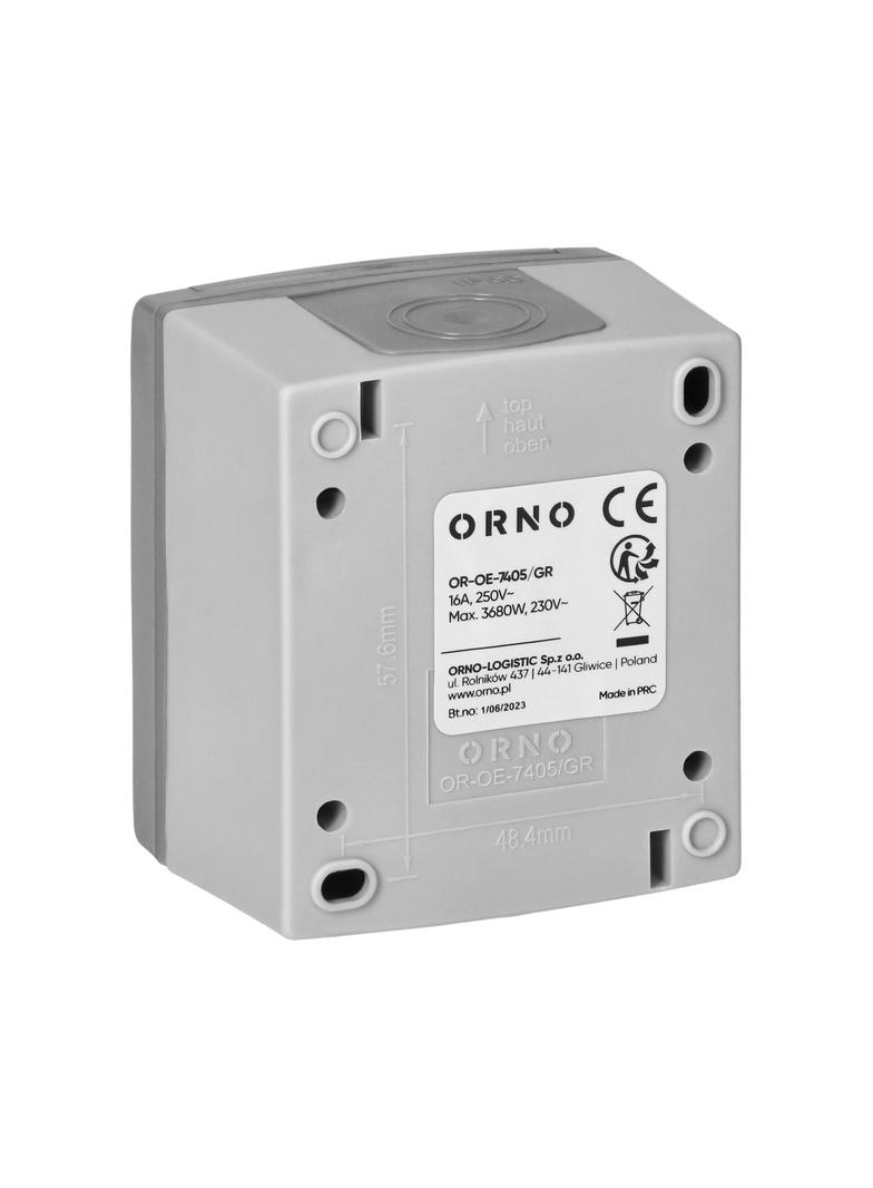Gniazdo pojedyńcze 2P+Z AQUATIC PRO IP55, 16A, 230V AC, Szaro-Grafitowy OR-OE-7405/GR ORNO