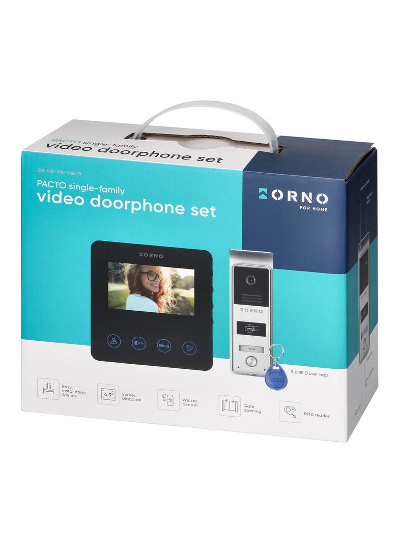 Zestaw wideodomofonowy bezsłuchawkowy monitor 4,3'' LCD z czytnikiem kart i breloków ORNO