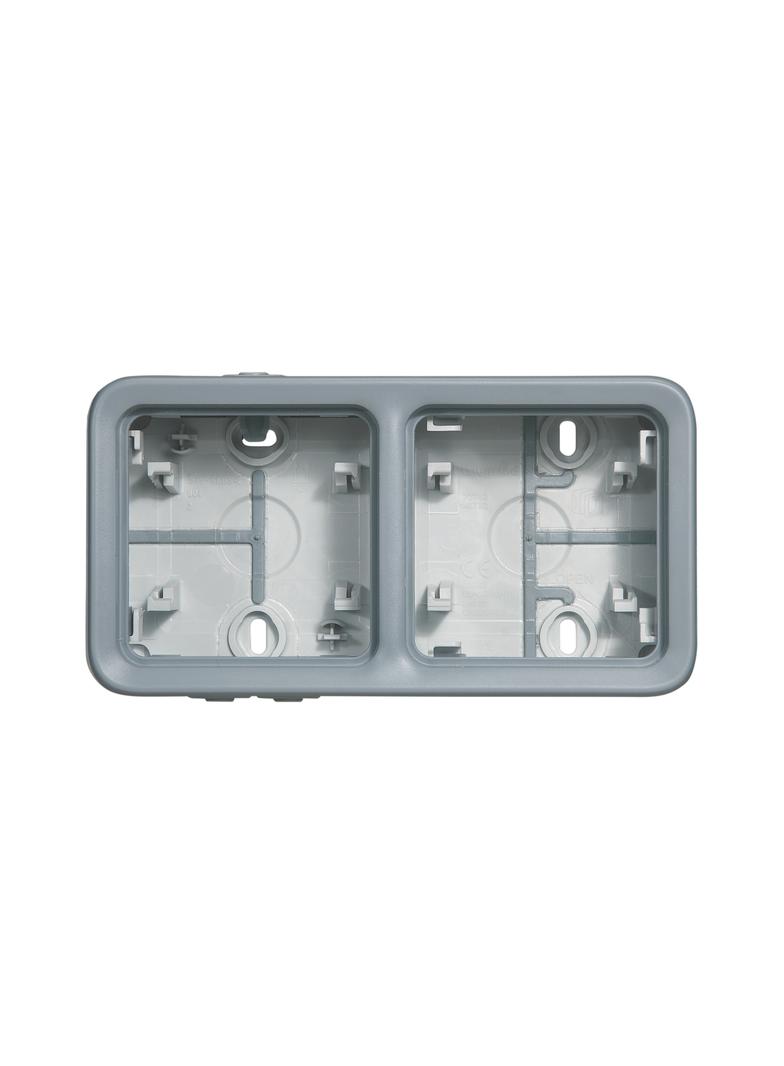 PLEXO55 PUSZKA NATYKOWA PODWÓJNA POZIOMA SZARA 1WE/2WY, Legrand