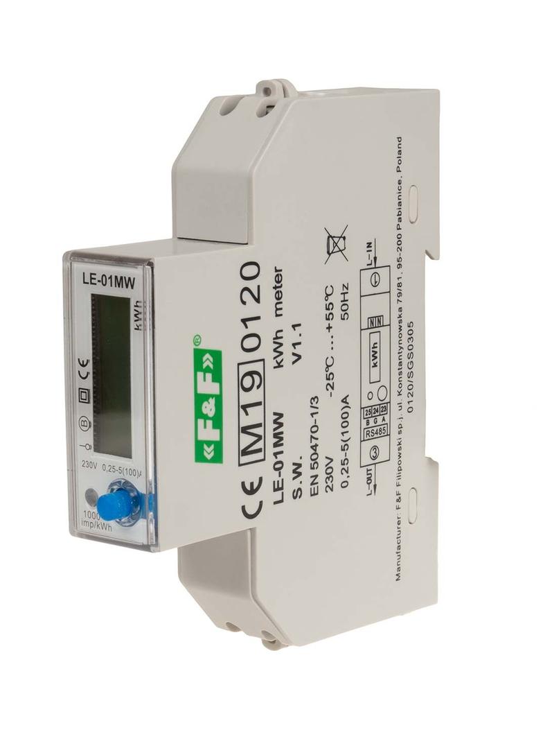Jednofazowy licznik zużycia energii czynnej biernej Modbus RTU wielotaryfowy LE-01MW F&F