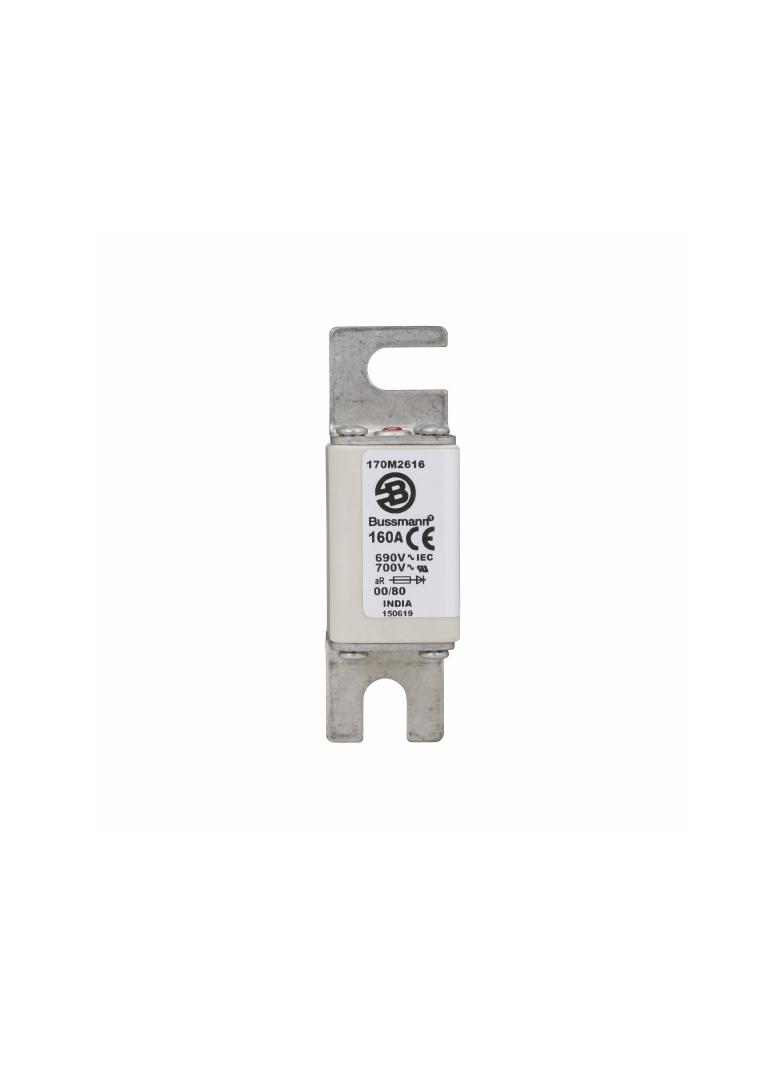 160A 690V aR 00/80 SQ. BODY IND. FUSE Wkładka szybka 160A AC 690V DIN 00 30x51x100 mm aR, 170M2616 E