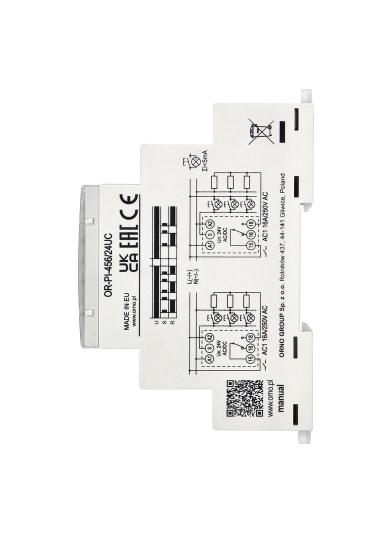 Przekaźnik instalacyjny bistabilny 24 VAC/DC 16A OR-PI-456/24UC ORNO