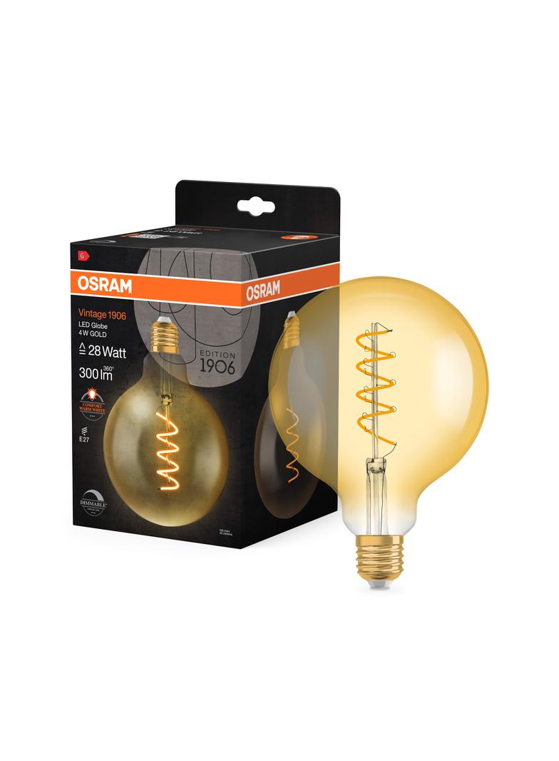 Lampa LED Vintage 1906 dim CL GLOBE125 Filament szkło przezroczyste GOLD 25 dim 4,5W 820 E27