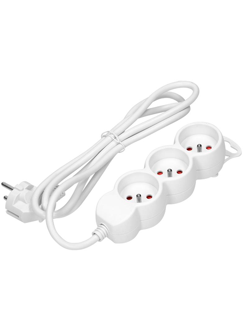 Przedłużacz 3x2P+Z,1,4m, 3x1mm2, biały