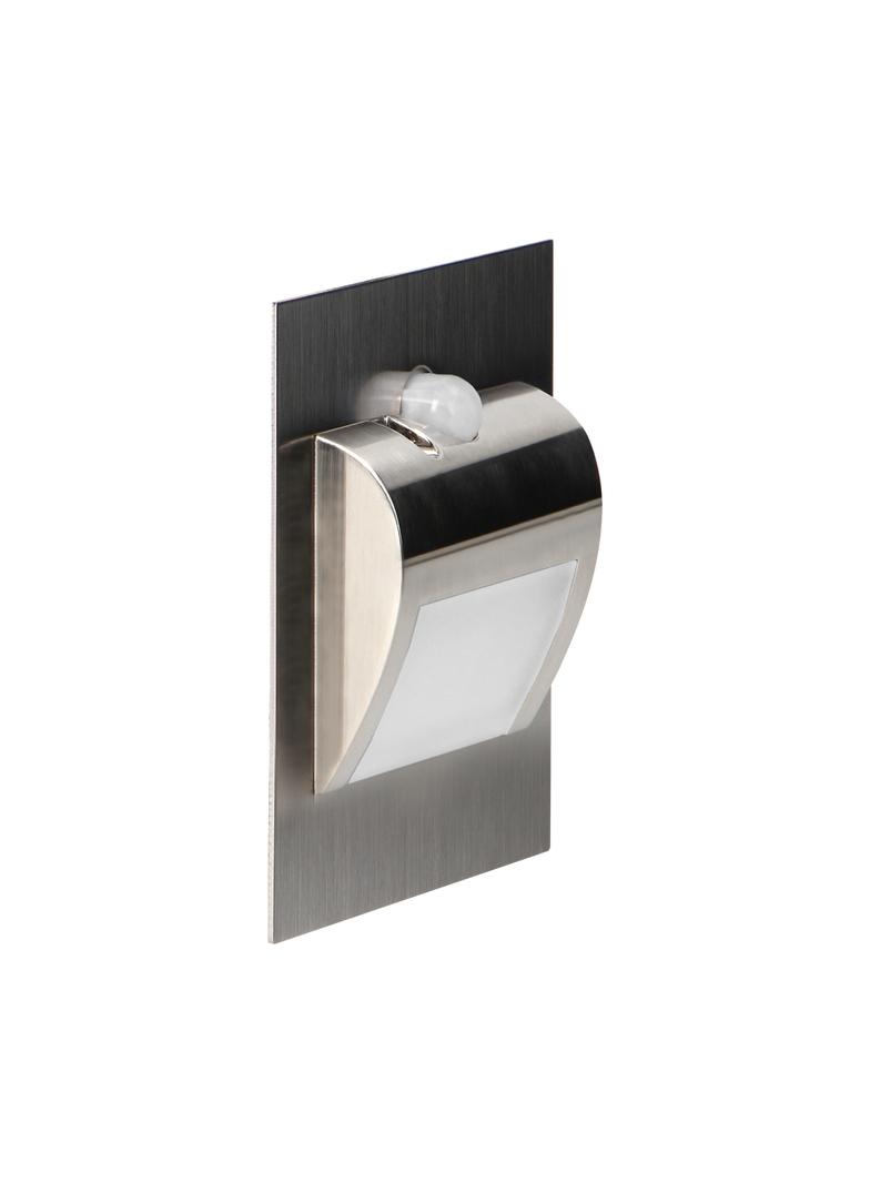 DRACO LED NEW 1,5W oprawa schodowa podtynkowa 12VDC 30lm 3000K satyna czujnik ruchu i zmierzch AD-OS