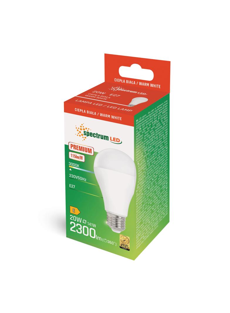 LED  GLS  E-27 230V 20W PREMIUM  WW A65 SPECTRUM