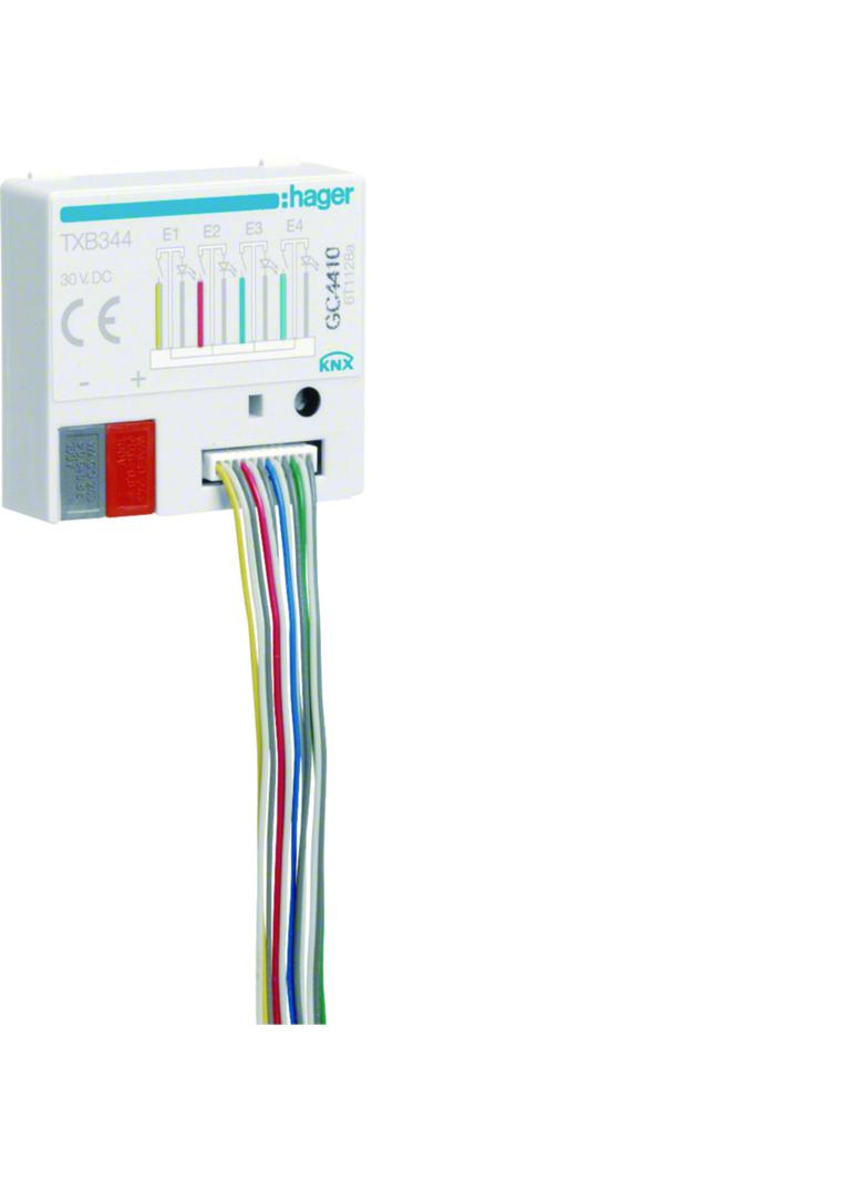 KNX e/s Wejście przyciskowe z wyjściem sterującym LED 4-wejścia + 4-wyjścia TXB344 HAGER