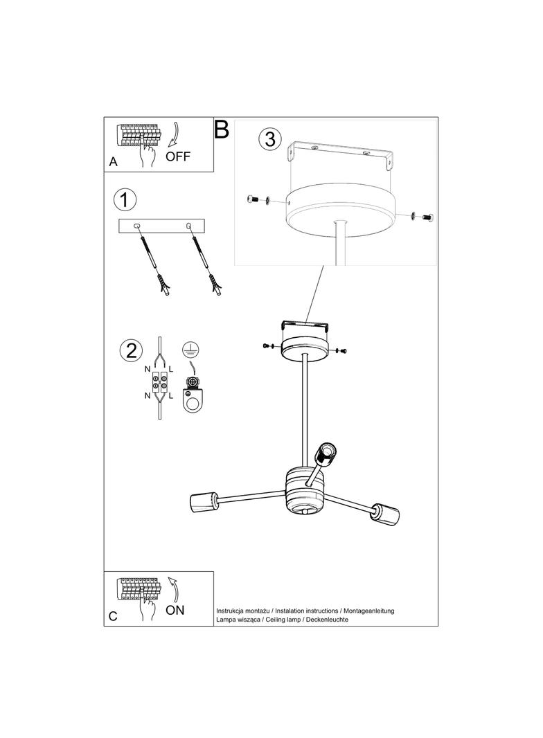 Sollux Żyrandol LANGO 3 czarny SL.1021