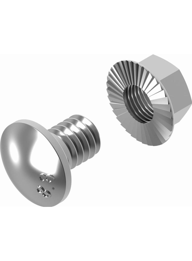 Śruba z łbem grzybkowym + nakrętka kołnierzowa ząbkowana (komplet) 6x12 E