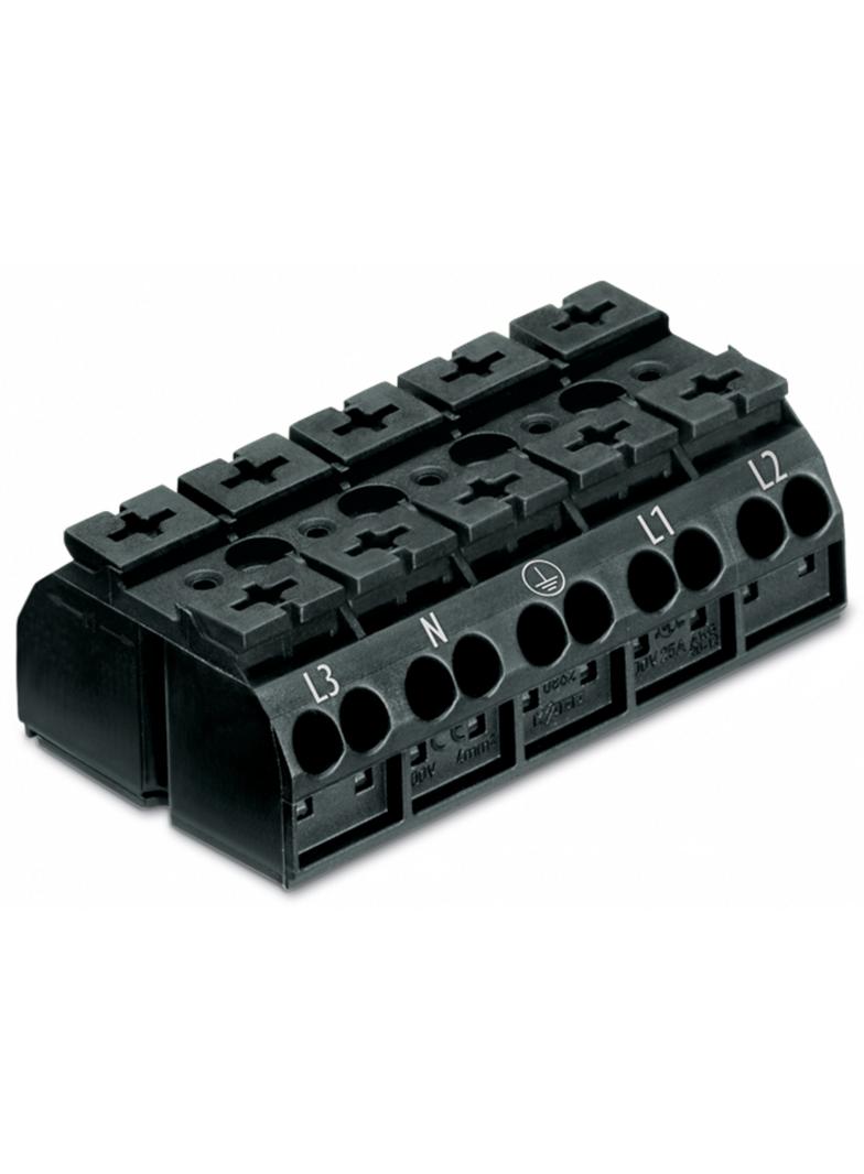 blok zasiląjacy 5-biegunowy czarny nadruk L3-N-PE-L1-L2 /200szt./ WAGO