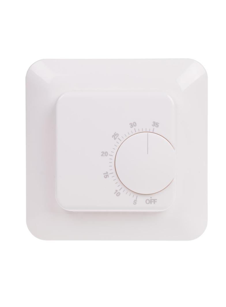 REGULATOR TEMPERATURY Z SONDĄ W KMPL. ZAKRES REGULACJI TEMP.: 5÷35°C, STYK: 1P, I=16A, MONTAŻ NA ŚCI