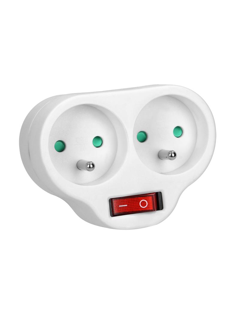 Rozgałęźnik 2x2P+Z z włącznikiem, biały OR-AE-13187 ORNO