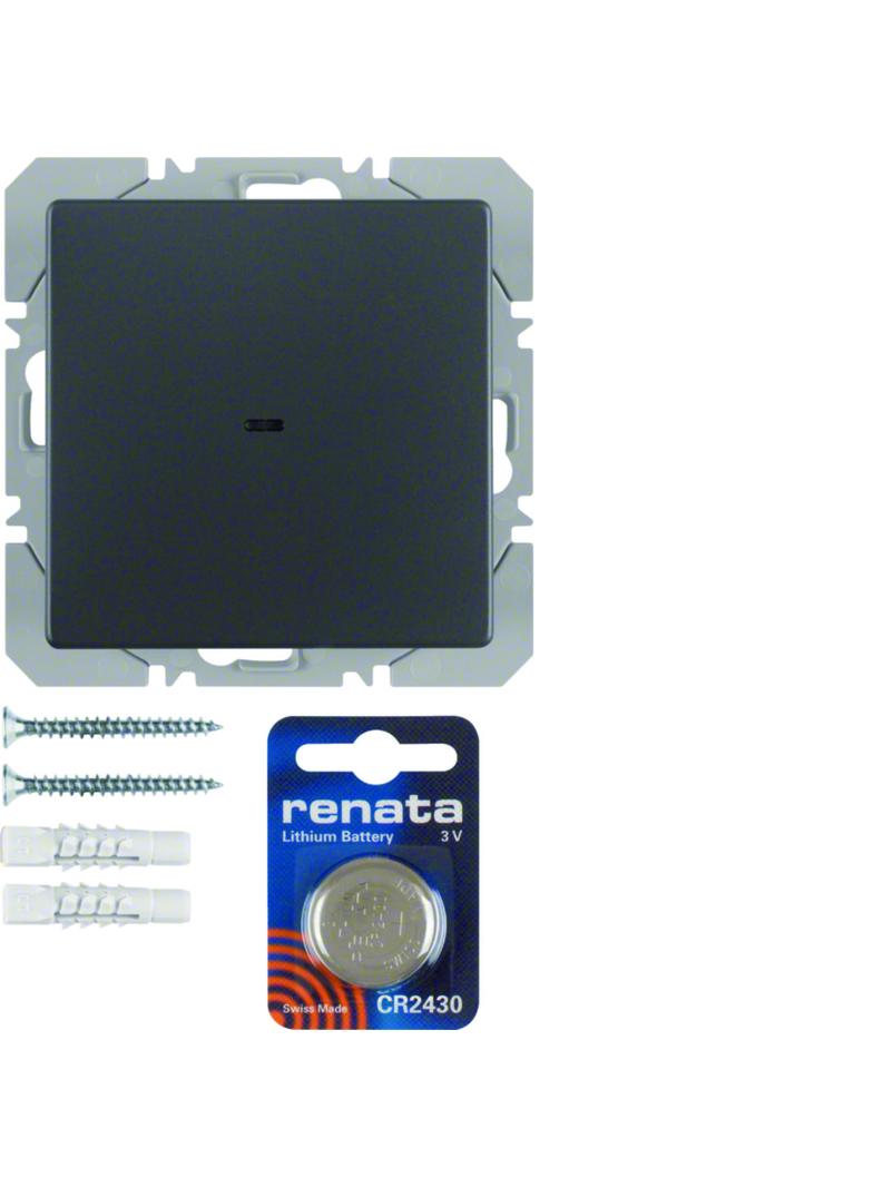 BERKER Q.x KNX RF quicklink przycisk radiowy pojedynczy płaski Berker.Net aluminium 85655226 HAGER