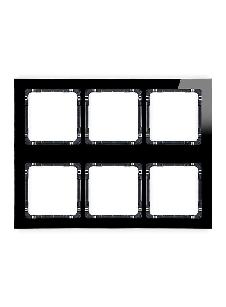 DECO Ramka modułowa 6 krotna (3 poziom, 2 pion) - efekt szkła (ramka czarna; spód czarny)