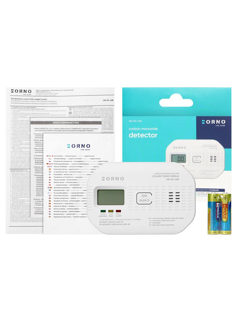 Bateryjny czujnik tlenku węgla (czadu), 2xAA, żywotność sensora 10 lat