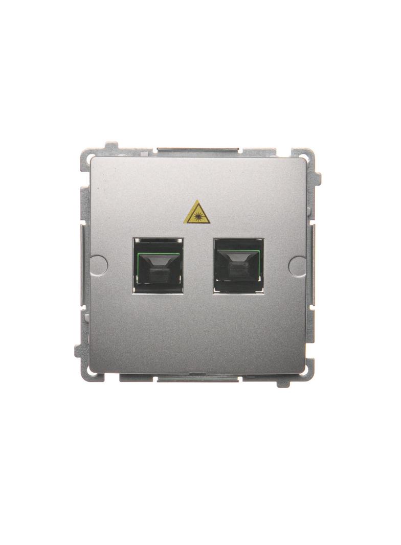 Simon Basic Gniazdo światłowodowe / optyczne podwójne SC/APC srebrny mat