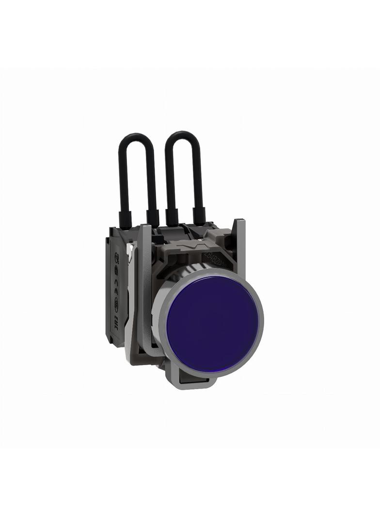 Push-to-test pilot light Harmony XB4 metal blue universal LED screw clamp terminals 24V XB4BW26B5 Schneider