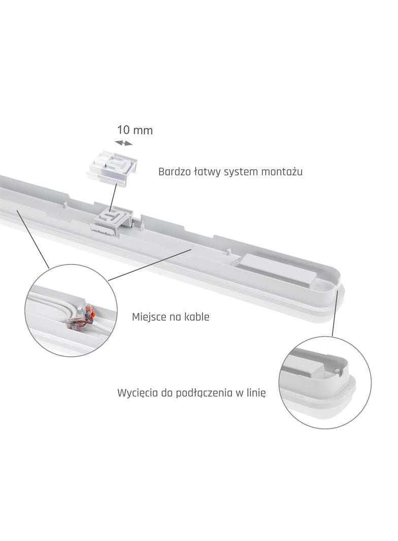 LIMEA GO HERMETYK  1200mm 50W NW 230V 120st IP65 IK07 1200X60X52mm BIAŁY