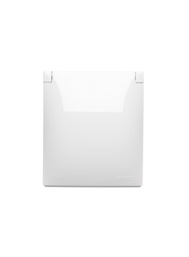 Simon Aquaclick Gniazdo wtyczkowe IP44 Schuko pojedyncze klapka w kolorze pokrywy z przesłonami torów prądowych 16A 250 V~ szybkozłącza, biały ACGSZ1CZ/11 KONTAKT