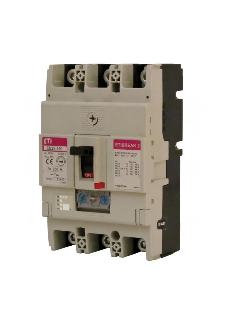 Wyłącznik mocy 3P 25kA wyzw. TM (regul.termiczna i magnetyczna) EB2S 250/3SA 250A 3P 004671908 ETI