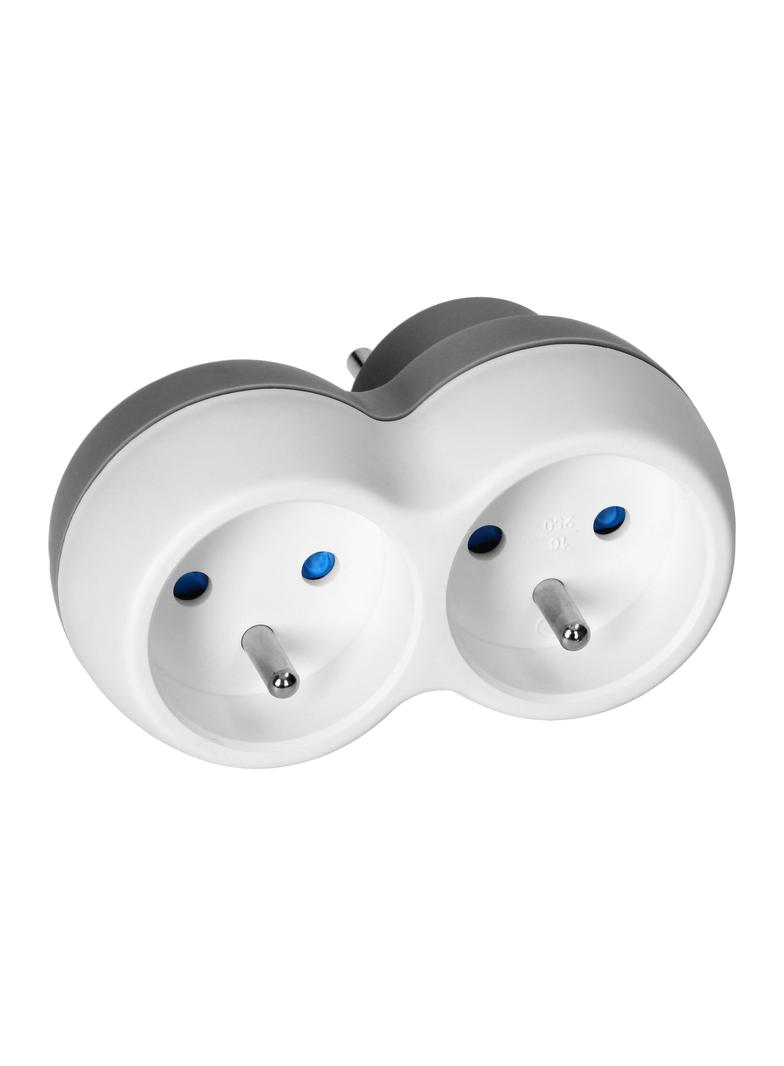 Rozgałęźnik 2x2P+Z, biało-szary OR-AE-13238 ORNO
