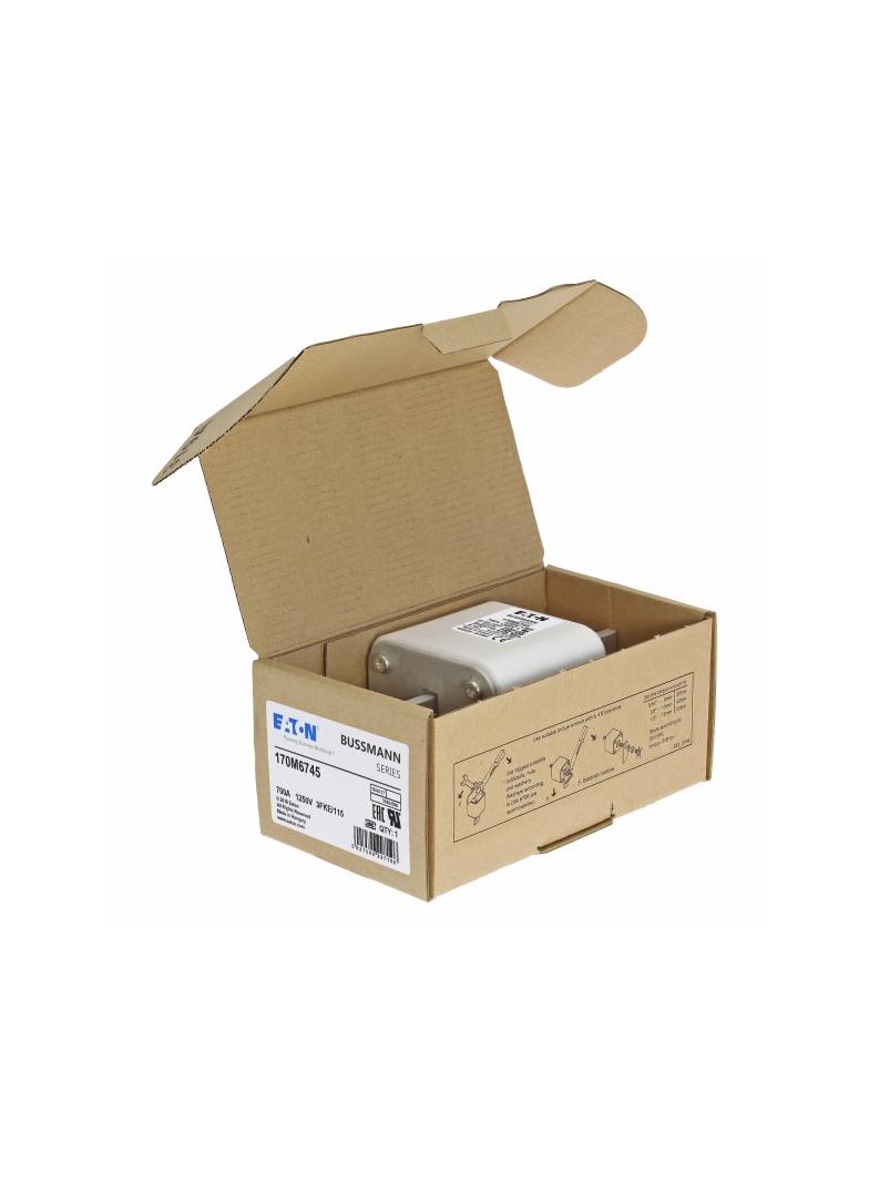 FUSE 700A 1250V 3FKE/115 AR CU Wkładka szybka 700A AC 1250V rozmiar 3 76x92x159 mm aR IEC, 170M6745