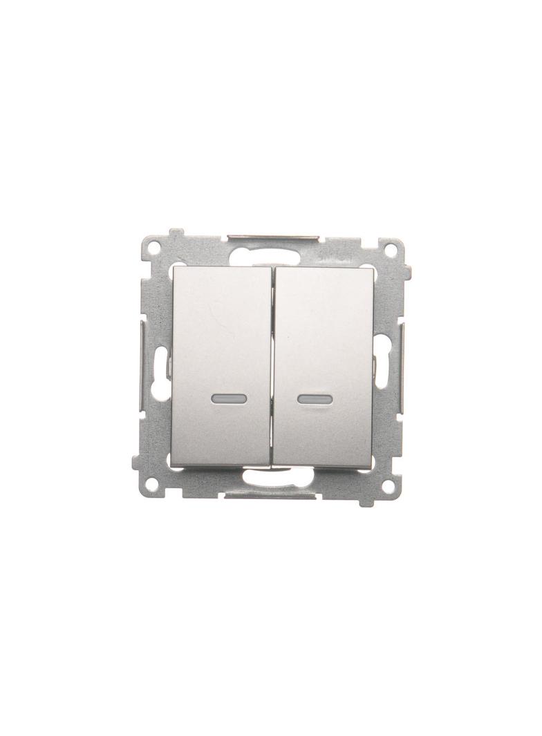 Simon 54 Łącznik krzyżowy podwójny z podświetleniem bez piktogramu 10A 250V szybkozłączka srebrny mat DW7/2L.01/X/43 KONTAKT