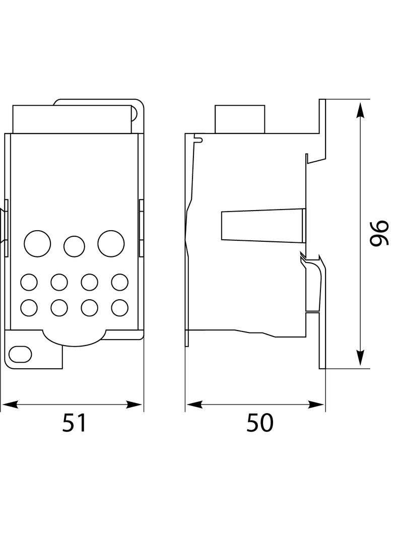 Blok Rozdzielczy UKK-500 na szynę TH35 lub do pow. płaskich Al/Cu max 8x24mm 2x35mm 5x16mm 4x10mm 415V AC/DC 500A 49.5000 OPATÓWEK