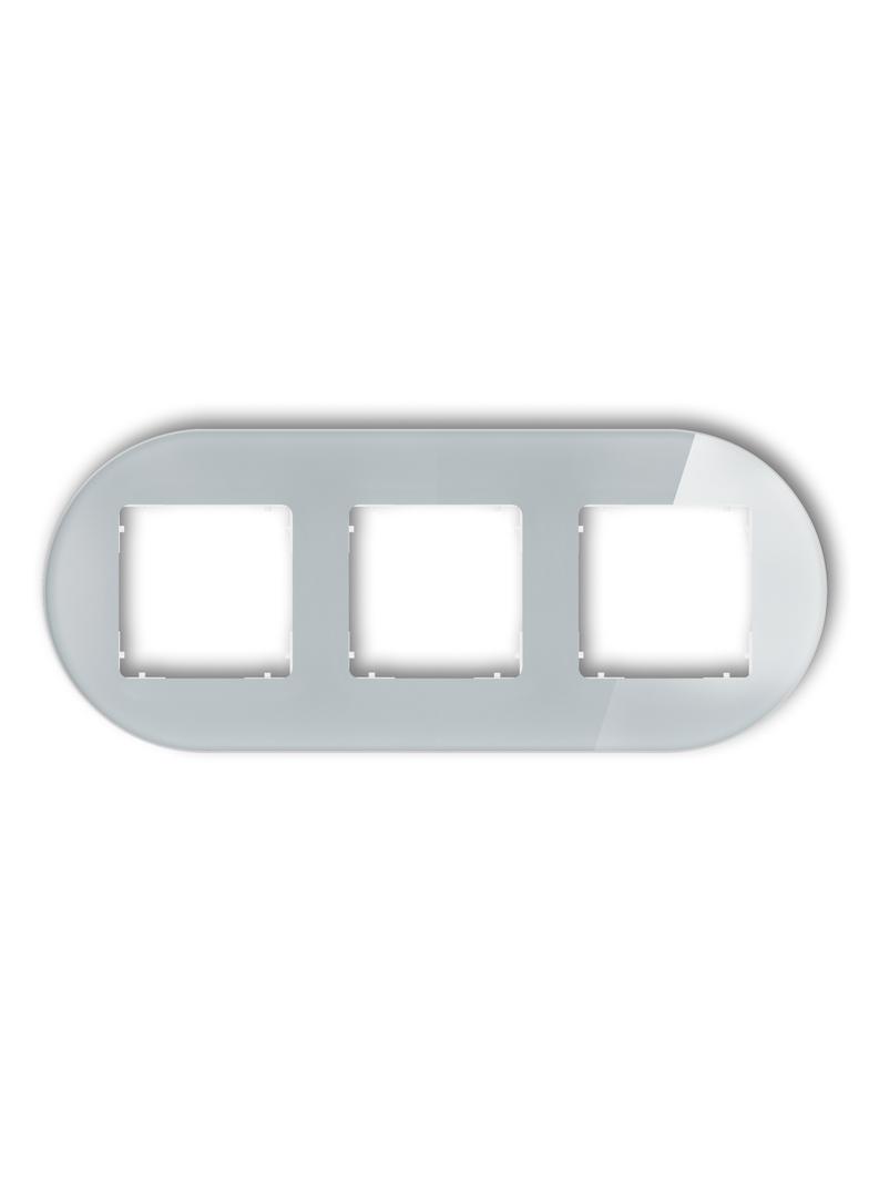 ICON Ramka uniwersalna potrójna okrągła - efekt szkła (ramka: szara; spód: biały) szary