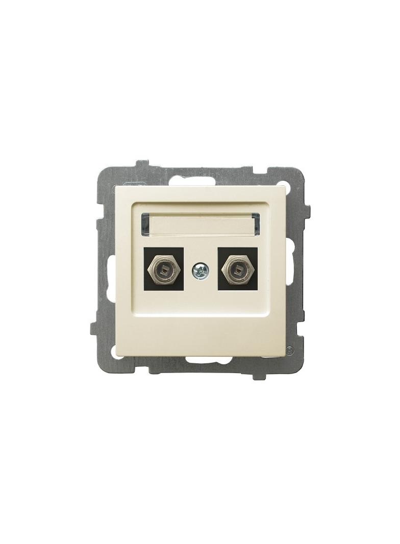 AS Gniazdo antenowe typu F podwójne - kolor ecru