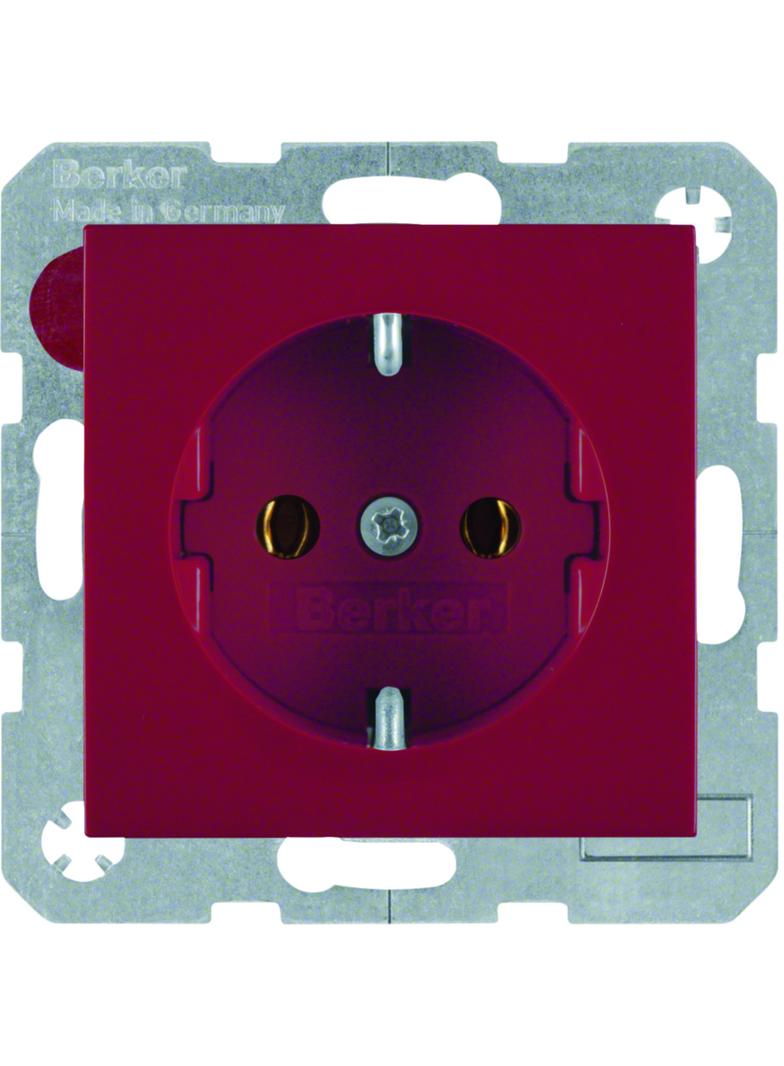 BERKER B.X/S.1 Gniazdo SCHUKO z uziemieniem samozaciski czerwony 47438912 HAGER