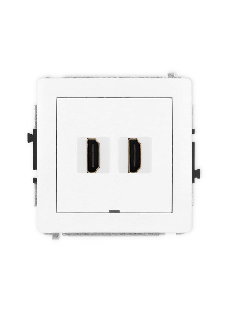 DECO Mechanizm gniazda podwójnego HDMI 2.0, bez pola opisowego biały