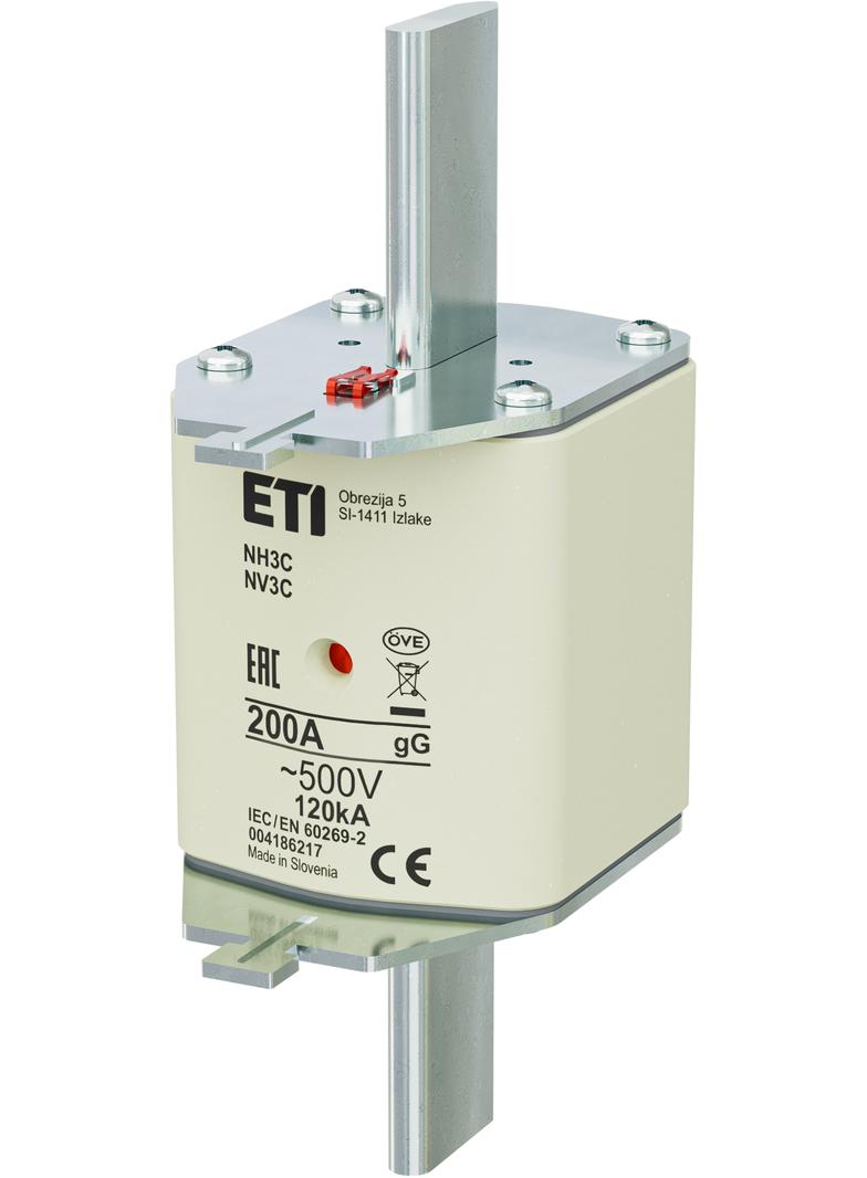Wkładka topikowa NH zwłoczna KOMBI NH3C gG 200A 500V 004186217 ETI