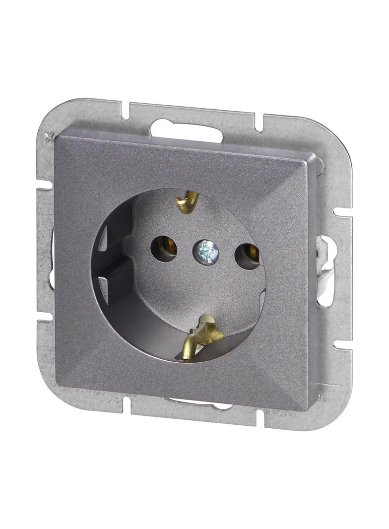 Gniazdo pojedyncze podtynkowe 2P+Z Schuko Pearl, 16A, 250V, PT-17P, antracyt OR-OE-7705(GS)/A ORNO