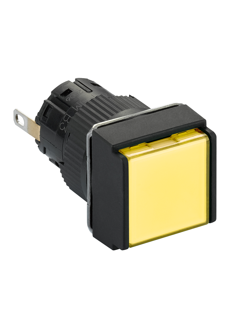 Harmony XB6 Kompletny wskaźnik świetlny Żółty LED Kwadratowy 24V DC 16mm Plastikowy XB6ECV5BP Schneider
