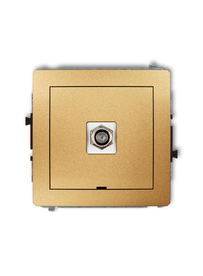 DECO Mechanizm gniazda antenowego pojedynczego typu F (SAT) niklowany, bez pola opisowego złoty