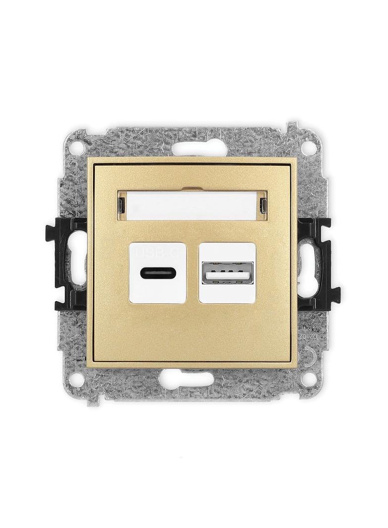 MINI Ładowarka USB podwójna USB C + USB A, 20W max. złoty 29MCUSB-8 KARLIK