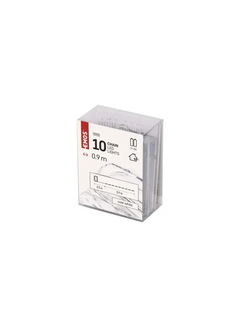 Dekoracje - 10 LED nano łezki 0,9m 2x AA zimna biel, srebrny przewód, IP20 timer